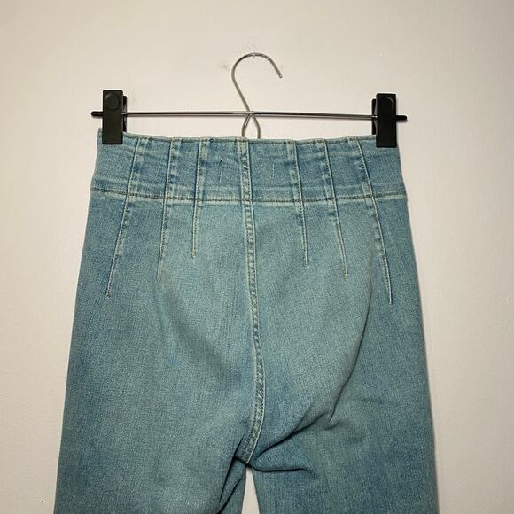 We The Free Jayde Flare Jeans Cropped Medium Wash High Rise Boho Women 25 Petite - Picture 8 of 13